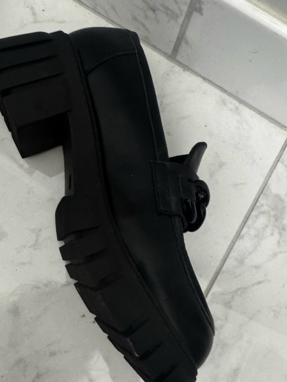 Michael Shannon Black Leather Chain-Link Lug Loafers - Picture 2 of 4